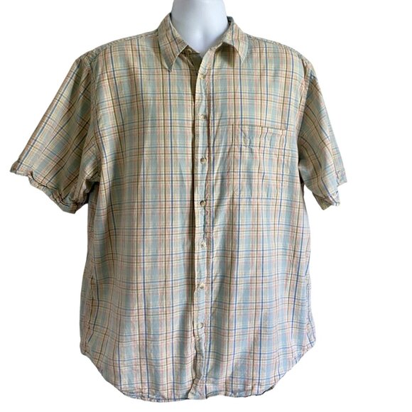 Roundtree & Yorke Collection Short Sleeve Button-Down Shirt Men's Large - Picture 1 of 7